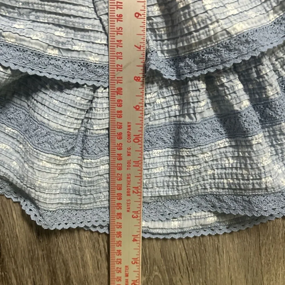 Aerie Ruffle Blue White Flowers Mini Skirt XL Coquette Floral Dainty